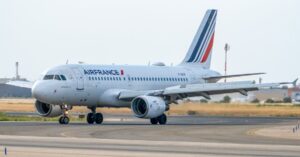 Air France Airbus A320 on the tarmac at Valencia Airport
