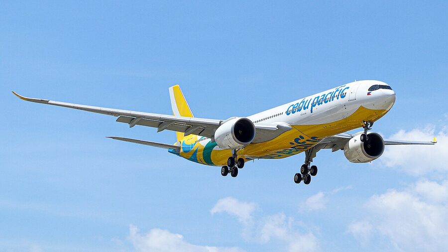 Cebu Pacific Airbus A330-900NEO landing at Manila Ninoy Aquino International Airport