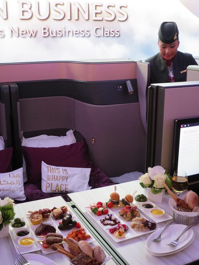 Qatar Airways Qsuite business class cabin interior