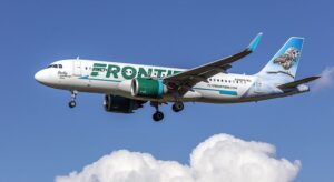 Frontier Airlines Airbus A320neo on final approach at BWI