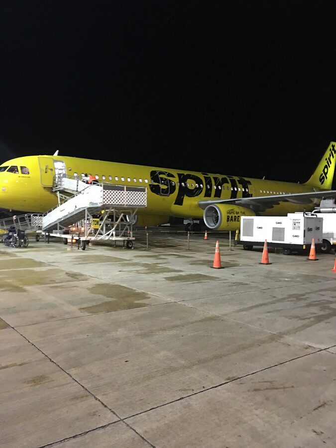 Spirit Airlines aircraft parked at Aguadilla, Puerto Rico