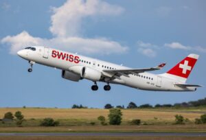 Swiss International Air Lines Airbus A220 taking off
