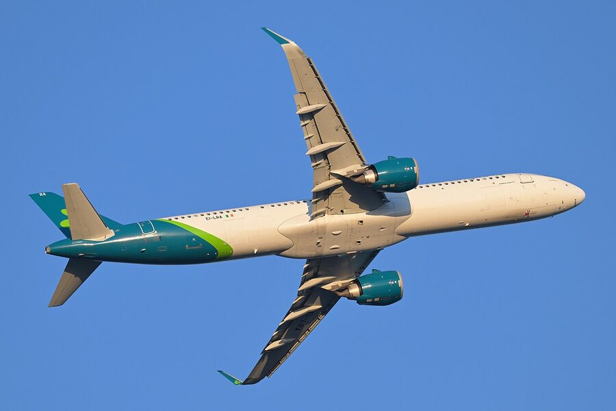 Aer Lingus Airbus A321neo EI-LRA departing Boston Logan International Airport