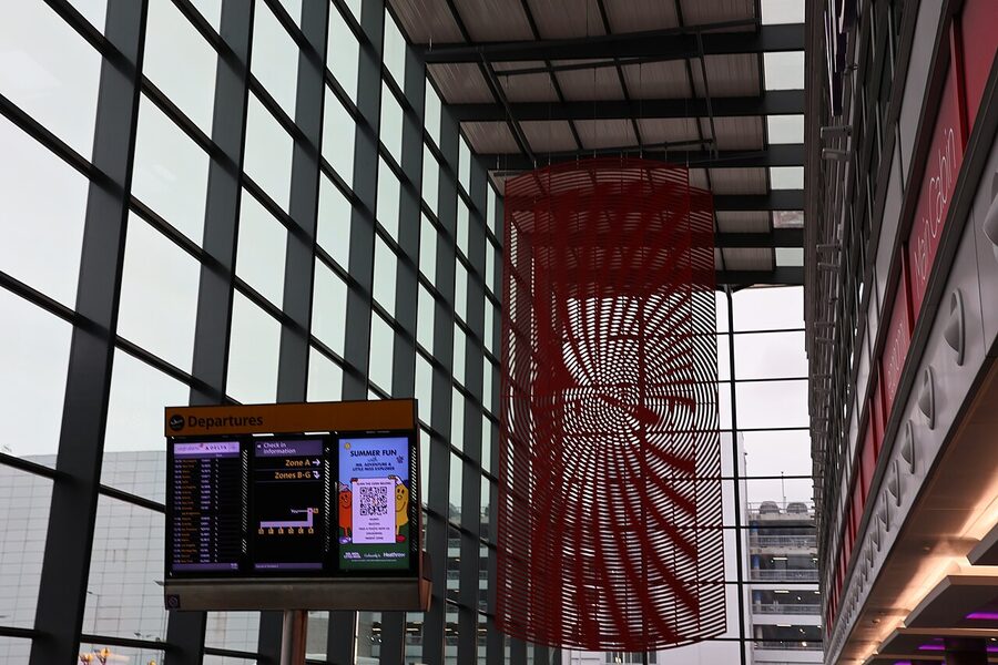 Exterior view of Heathrow Airport Terminal 3 in London