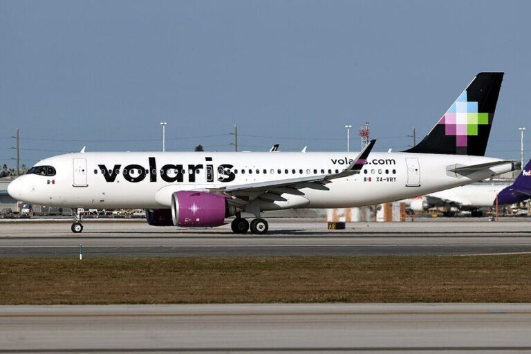 Volaris Airbus A320neo registration XA-VRY on the ground at Miami International Airport