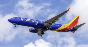 Southwest Airlines Boeing 737-800 landing at Baltimore-Washington International Airport