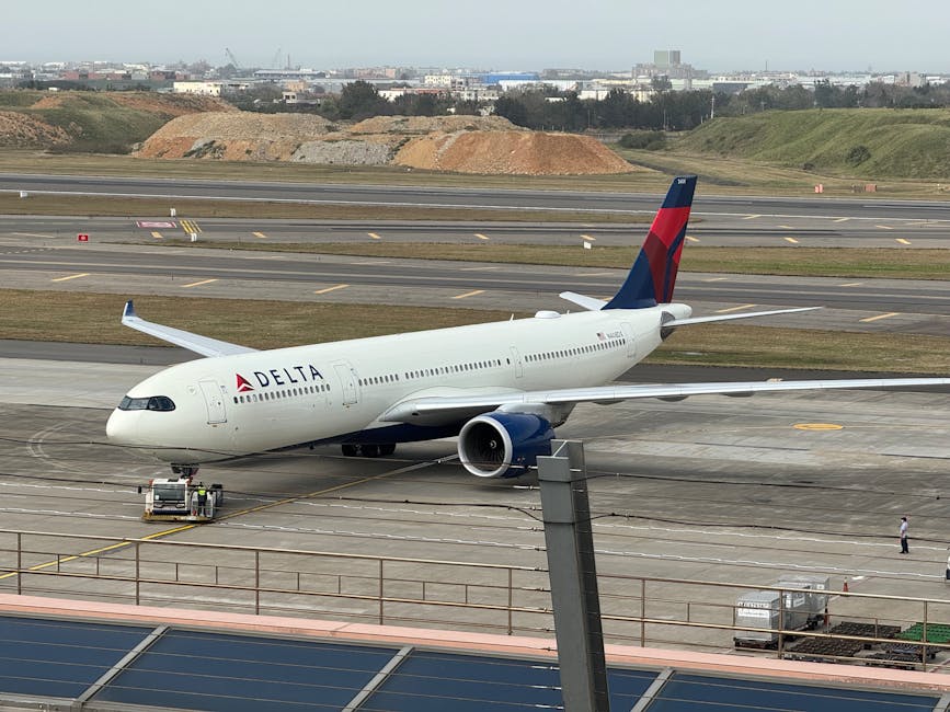 Delta Air Lines Airbus A350 on the tarmac ready for takeoff