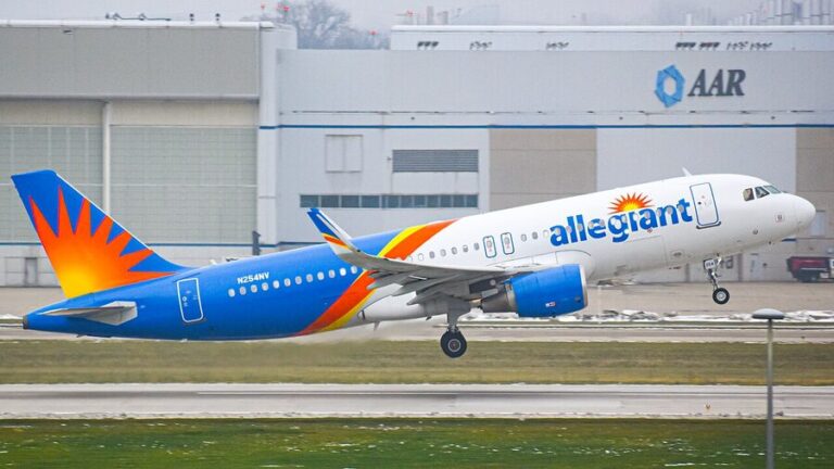 Allegiant Air Airbus A320 aircraft departing Indianapolis International