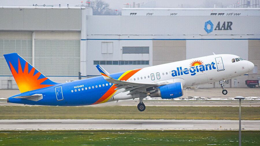 Allegiant Air Airbus A320 aircraft departing Indianapolis International
