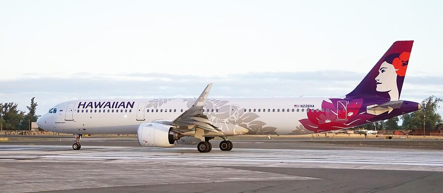 Hawaiian Airlines Airbus A321neo N226HA named Loulu on departure