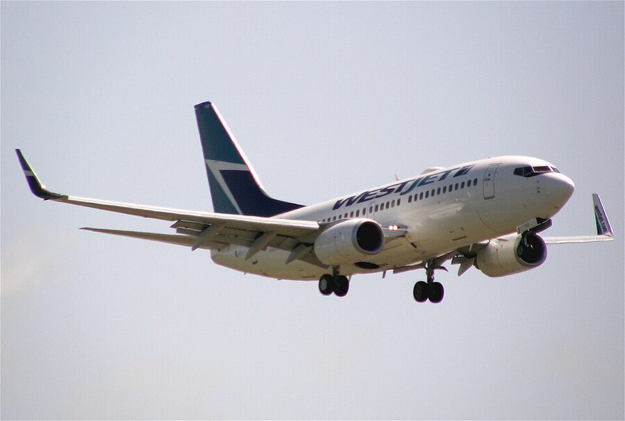 WestJet Boeing 737 at Vancouver International Airport