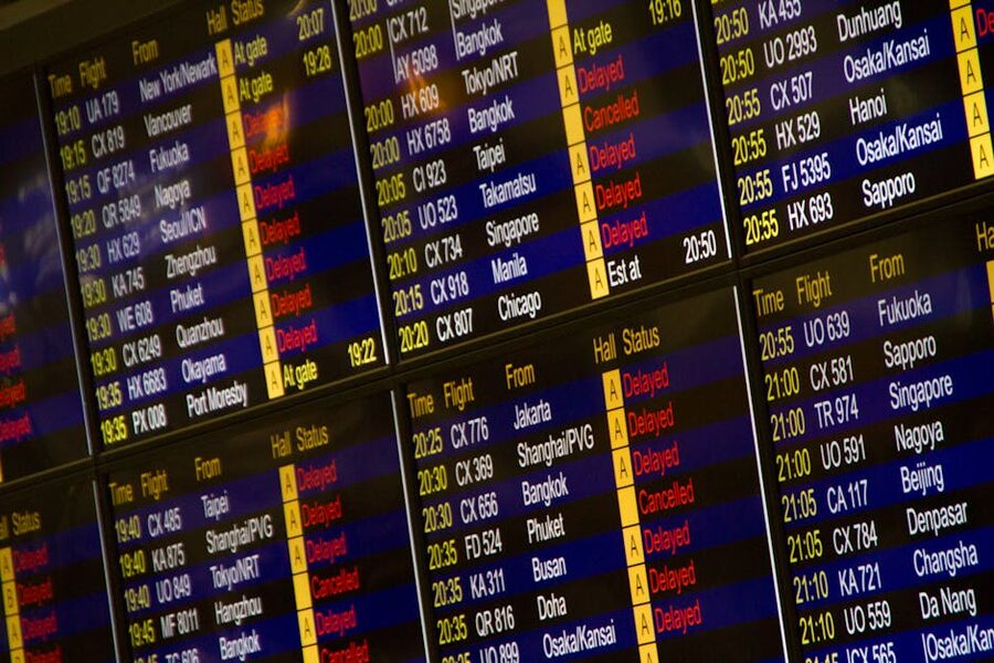 Airport flight information board