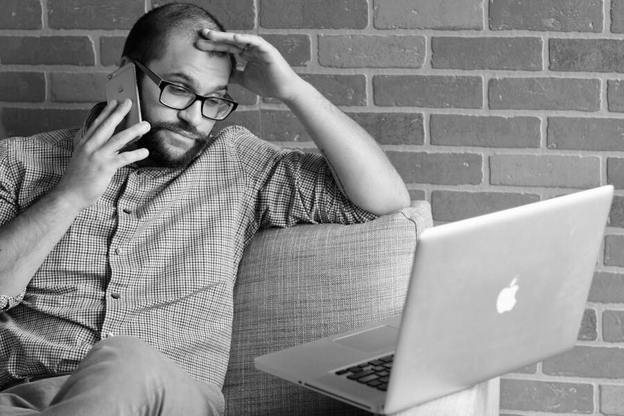 Caller on phone waiting for airline support
